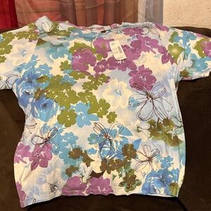 Liz & Me Kids Floral Tee - Purple, Blue, Green